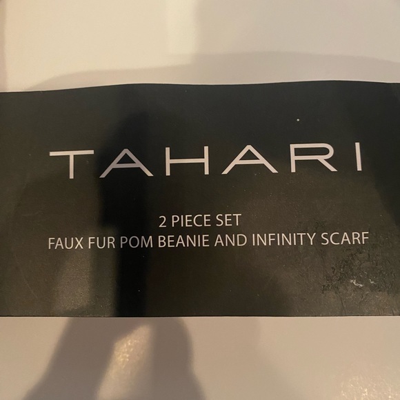 Tahari 2 piece set. Pom beanie and matching infinity scarf. - Picture 5 of 9